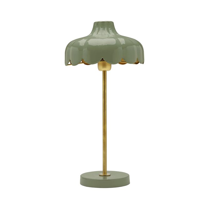 Retro lampa stołowa Wells zielony mech 50cm PR Home